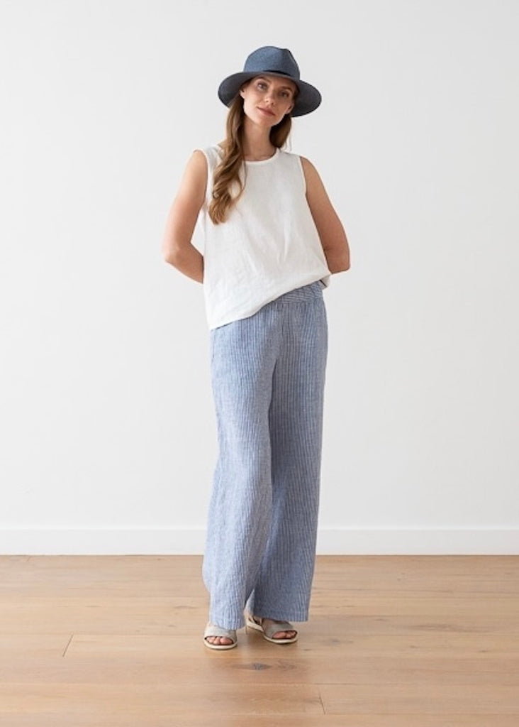 Solaire Linen | Ruth Trousers Blue Stripe