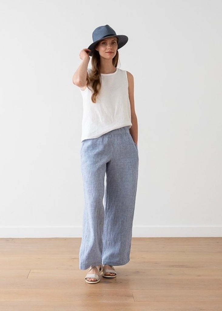 Solaire Linen | Ruth Trousers Blue Stripe