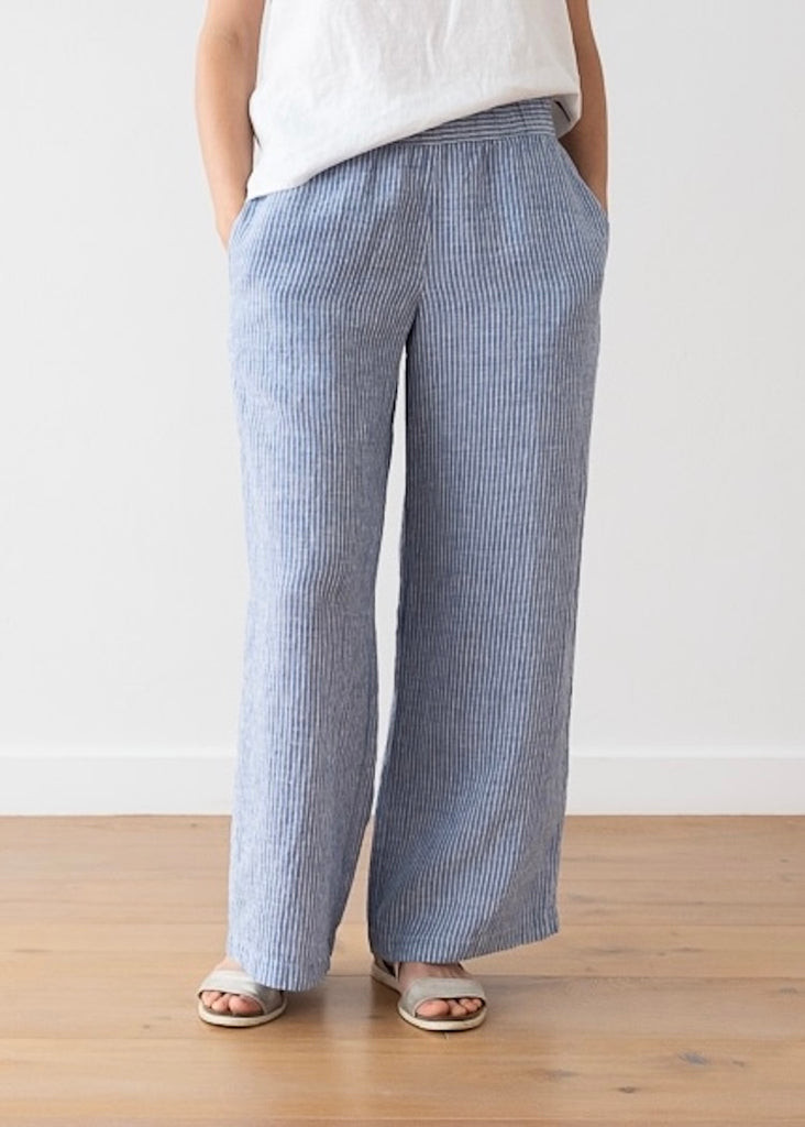 Solaire Linen | Ruth Trousers Blue Stripe