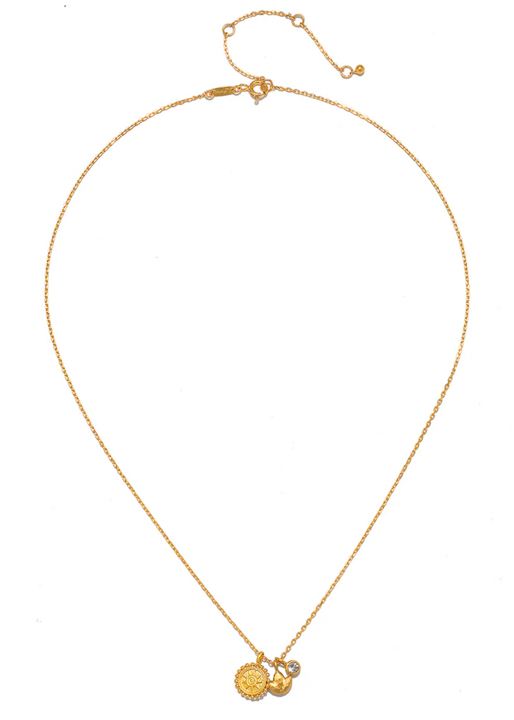 Satya Jewelry | Inner Light White Topaz Lotus Multi Charm Necklace