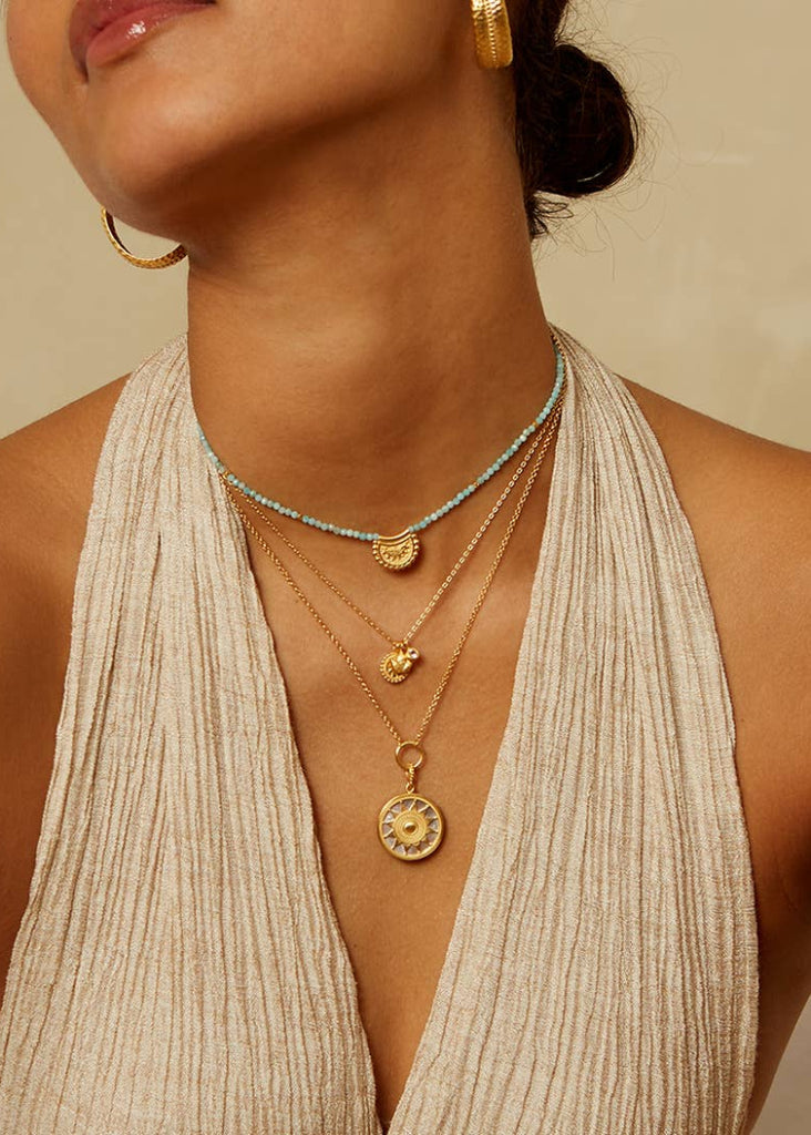 Satya Jewelry | Inner Light White Topaz Lotus Multi Charm Necklace