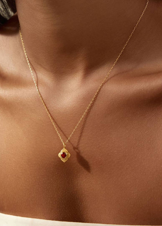 Satya Jewelry | Spiritual Strength Garnet Lotus Necklace