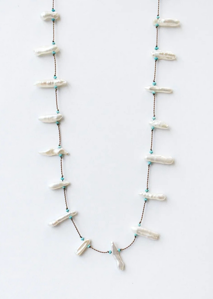 See Real Flowers | Isla Pearl Necklace | Turquoise