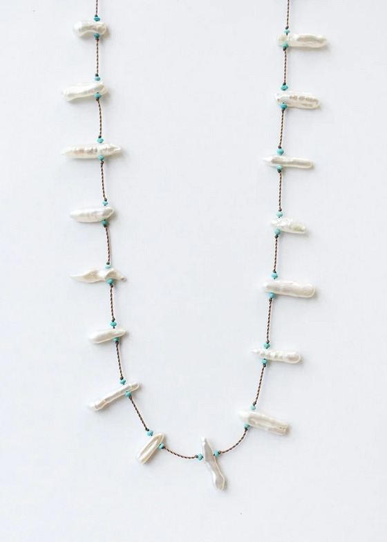 See Real Flowers | Isla Pearl Necklace | Turquoise