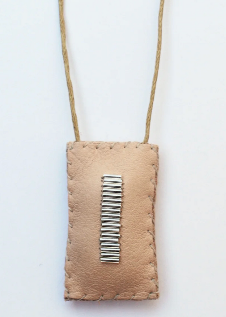 See Real Flowers | Leather Talisman Necklace | Silver