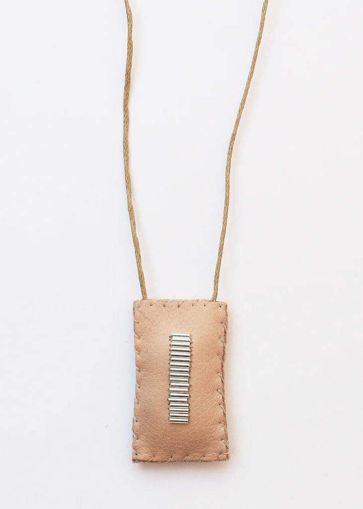 See Real Flowers | Leather Talisman Necklace | Silver