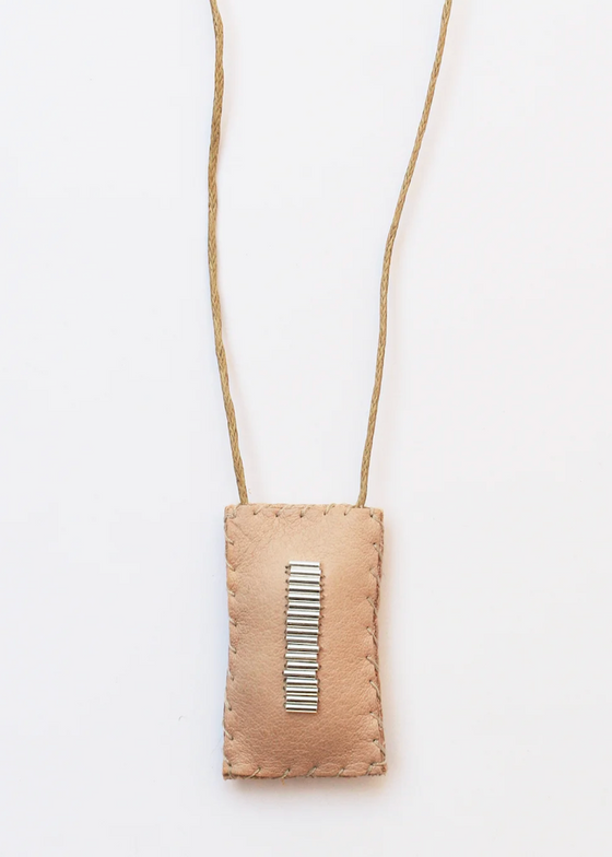 See Real Flowers | Leather Talisman Necklace | Silver