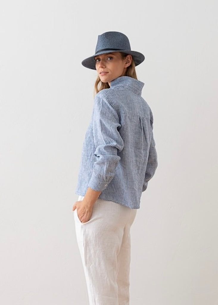Solaire Linen | Nicolle Shirt Blue Stripe