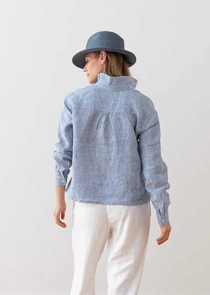 Solaire Linen | Nicolle Shirt Blue Stripe
