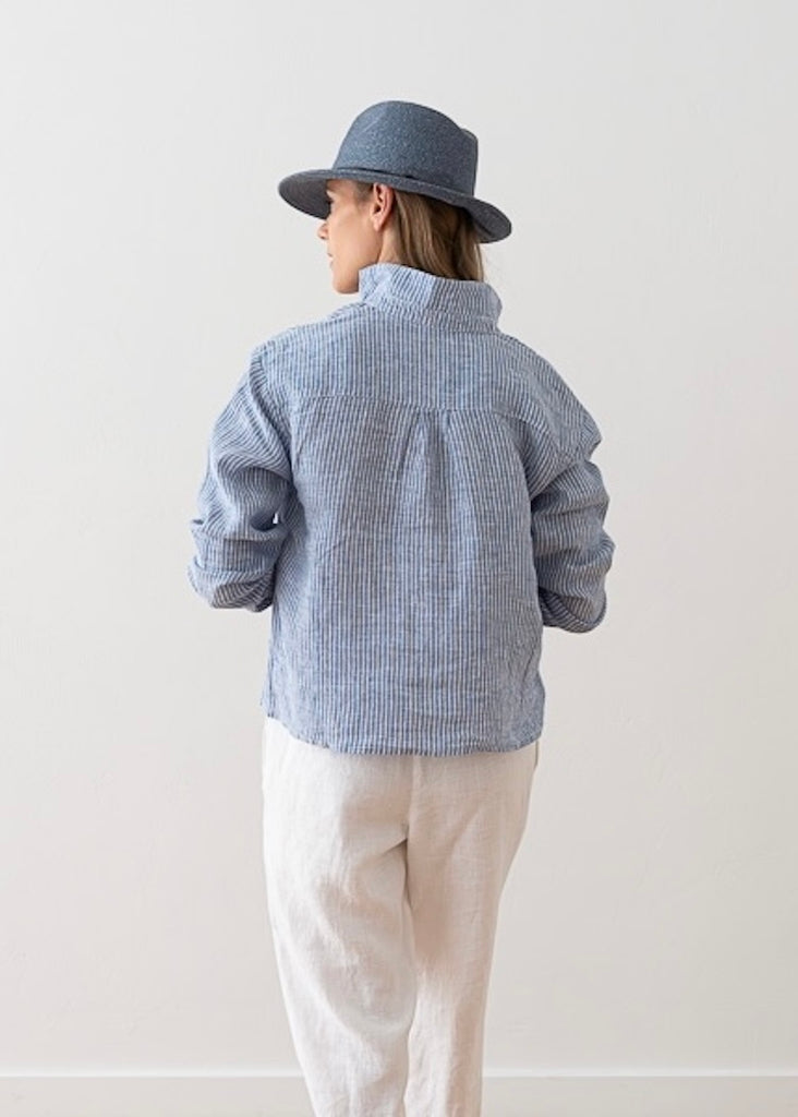 Solaire Linen | Nicolle Shirt Blue Stripe