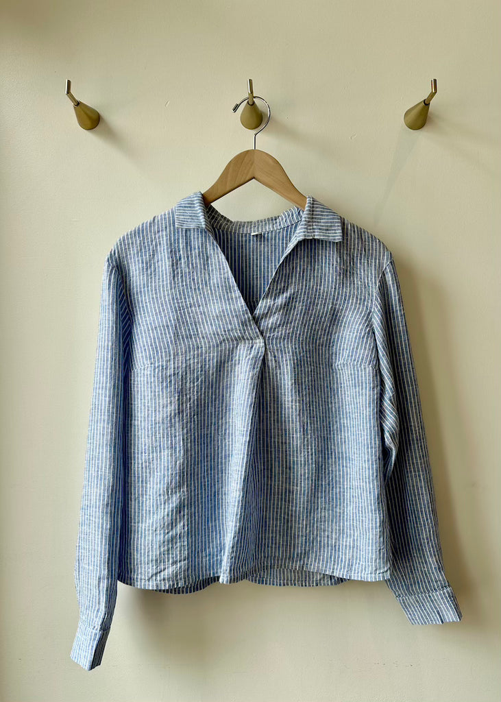 Solaire Linen | Nicolle Shirt Blue Stripe