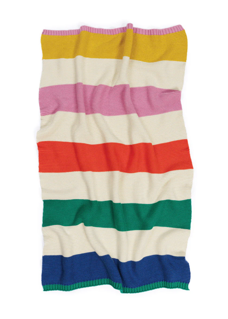 Sophie Home | Cotton Knit Baby Blanket | Rainbow Stripe