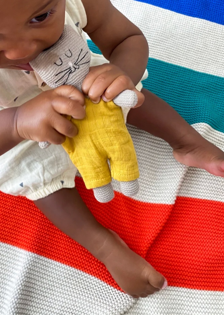 Sophie Home | Cotton Knit Baby Blanket | Rainbow Stripe