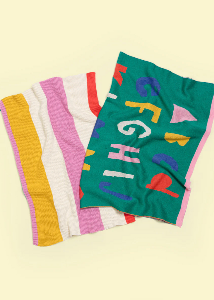 Sophie Home | Cotton Knit Baby Blanket | Rainbow Stripe