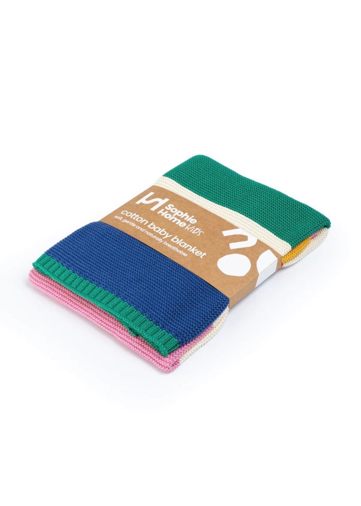 Sophie Home | Cotton Knit Baby Blanket | Rainbow Stripe
