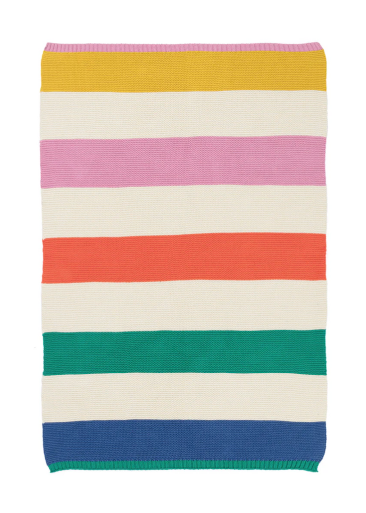 Sophie Home | Cotton Knit Baby Blanket | Rainbow Stripe