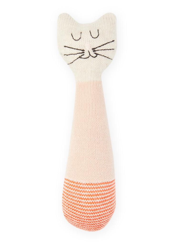 Sophie Home | Cotton Knit Baby Rattle | Pink Cat