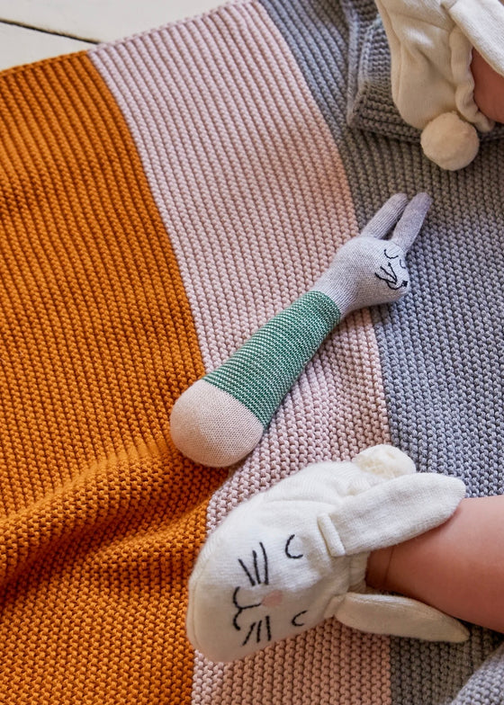 Sophie Home | Cotton Knit Baby Rattle | Rabbit Green