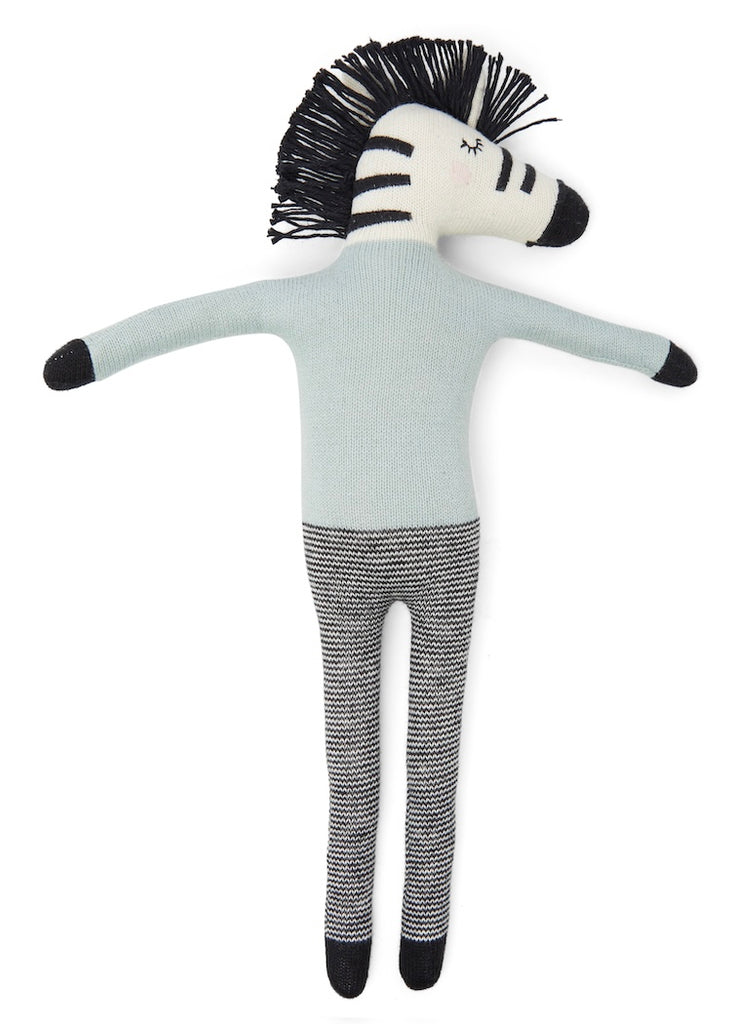 Sophie Home | Cotton Knit Soft Toy | Zebra Aqua