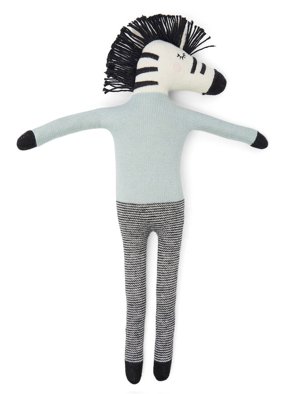 Sophie Home | Cotton Knit Soft Toy | Zebra Aqua