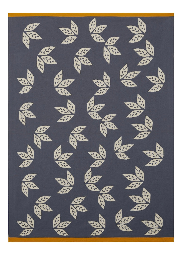 Sophie Home | Cotton Knit Stroller Blanket |  Reversible Leaf Blue