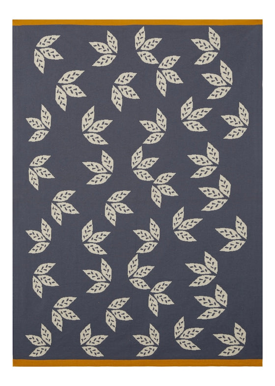 Sophie Home | Cotton Knit Stroller Blanket |  Reversible Leaf Blue