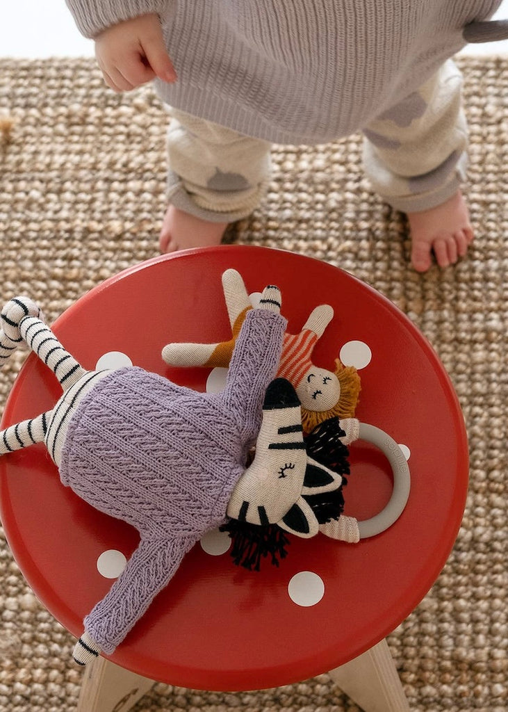 Sophie Home | Cotton Knit Stuffed Animal Ragdoll | Zebra