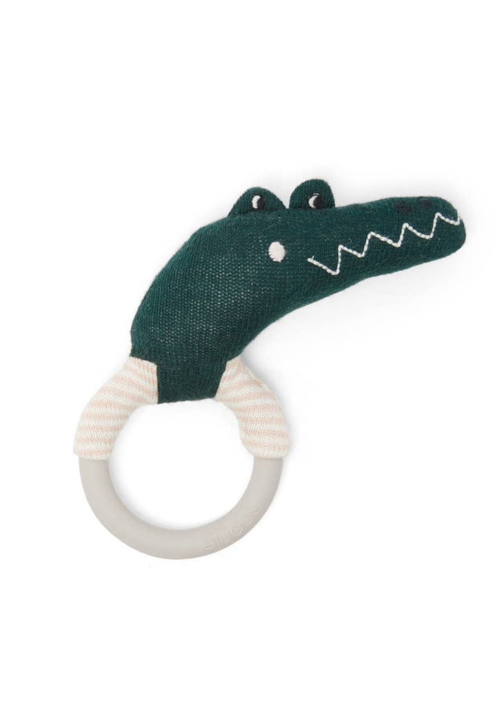 Sophie Home | Cotton Knit + Silicone Teether Rattle | Crocodile
