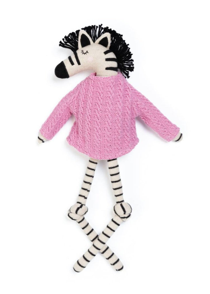 Sophie Home Ltd | Cotton Knit Stuffed Animal Ragdoll | Zebra Pink