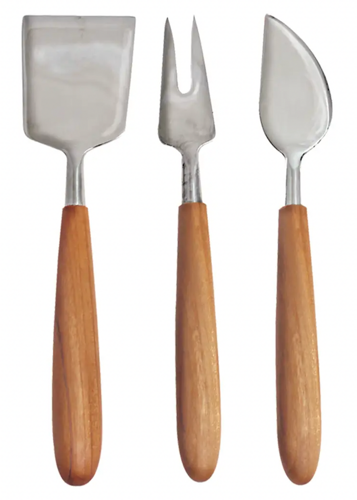 Stainless + Teak Wood Cheese Set