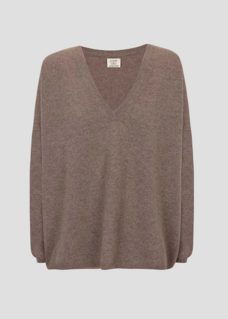 Stone Cashmere | V Neck Sweater | Sand