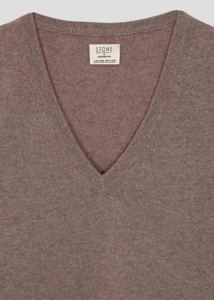 Stone Cashmere | V Neck Sweater | Sand