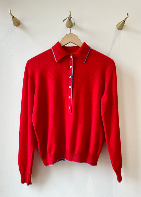 Stone Cashmere | Polo Sweater | Oriental Red + Stone