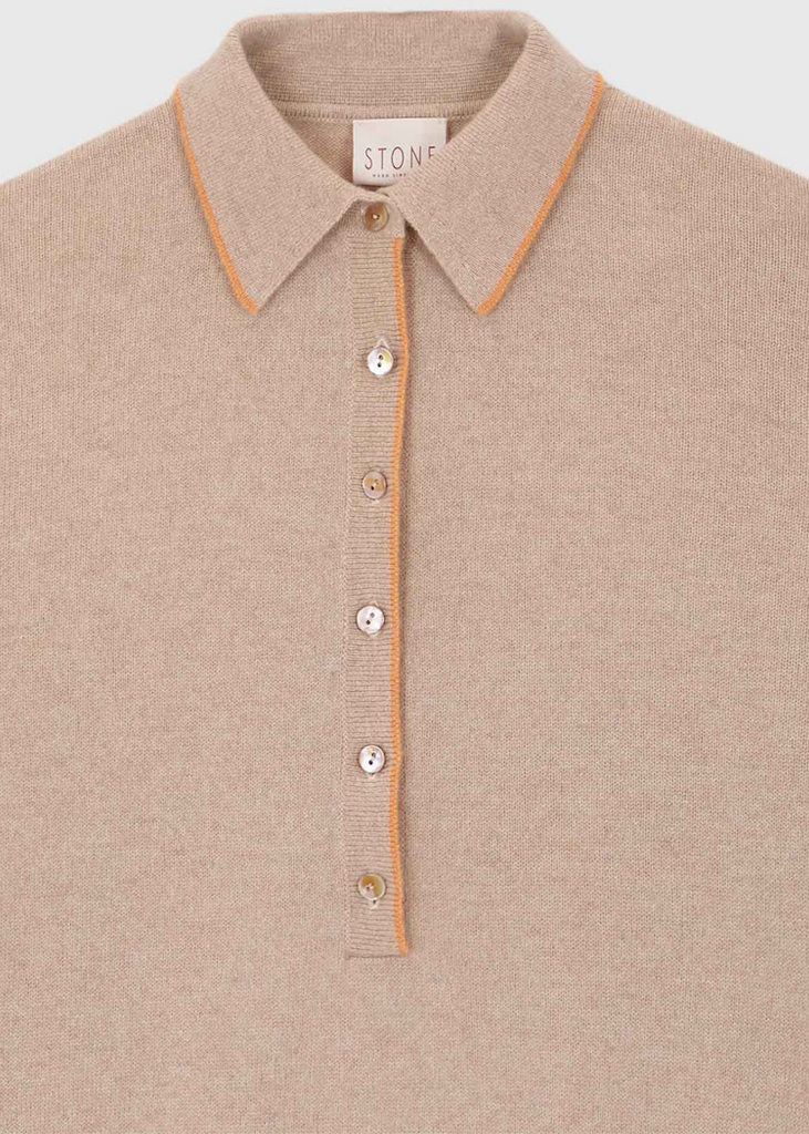 Stone the Brand | Polo Sweater | Beige + Marigold