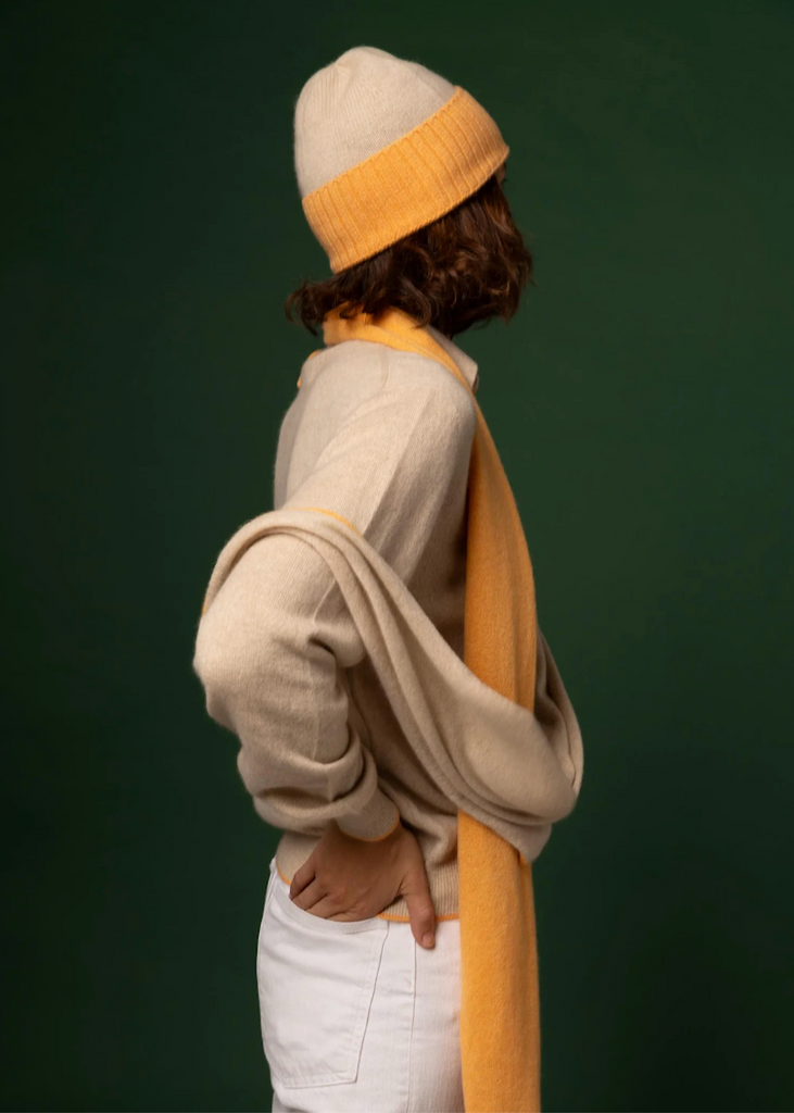 Stone the Brand | Polo Sweater | Beige + Marigold