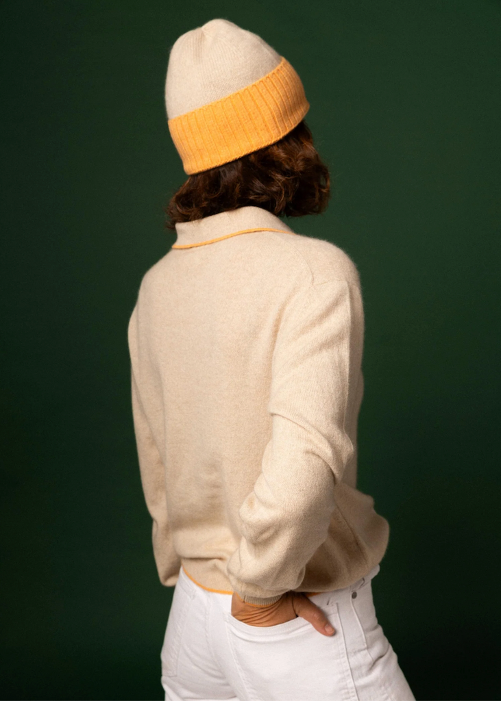 Stone the Brand | Polo Sweater | Beige + Marigold