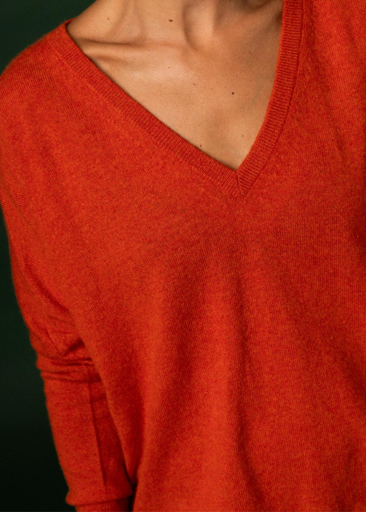 Stone the Brand | V Neck Sweater | Burnt Orange