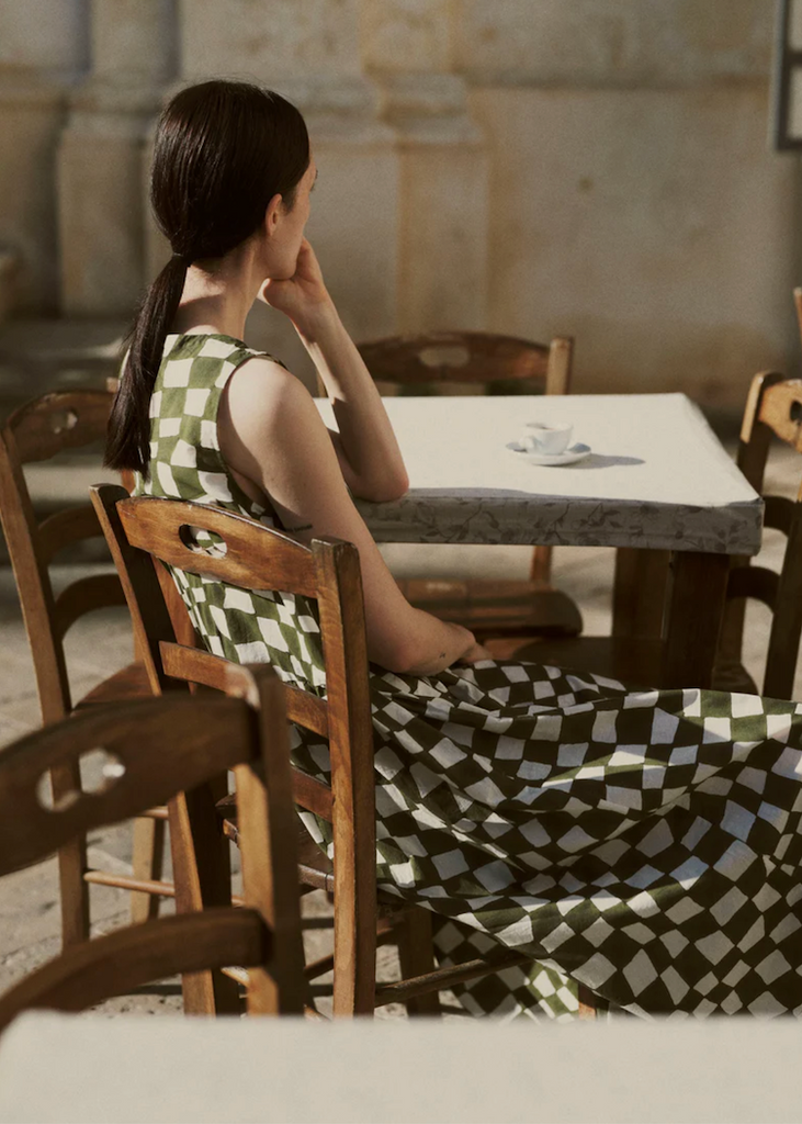 TOAST | Block Print Warp Check Sleeveless Dress