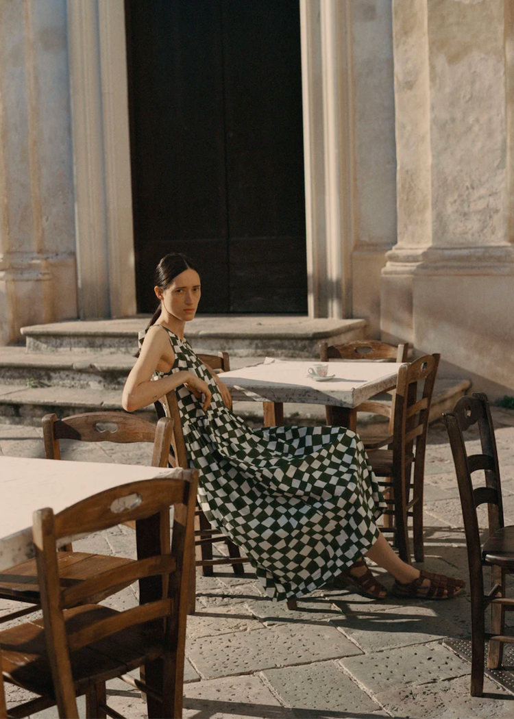 TOAST | Block Print Warp Check Sleeveless Dress