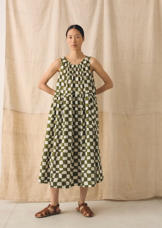 TOAST | Block Print Warp Check Sleeveless Dress