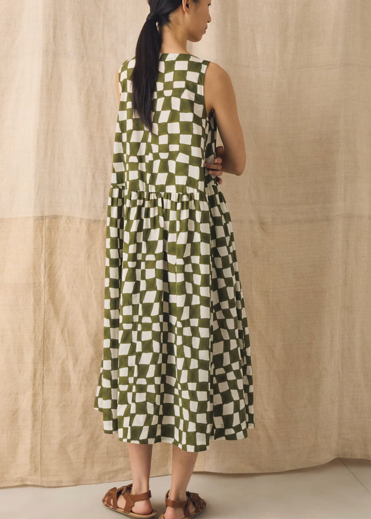 TOAST | Block Print Warp Check Sleeveless Dress