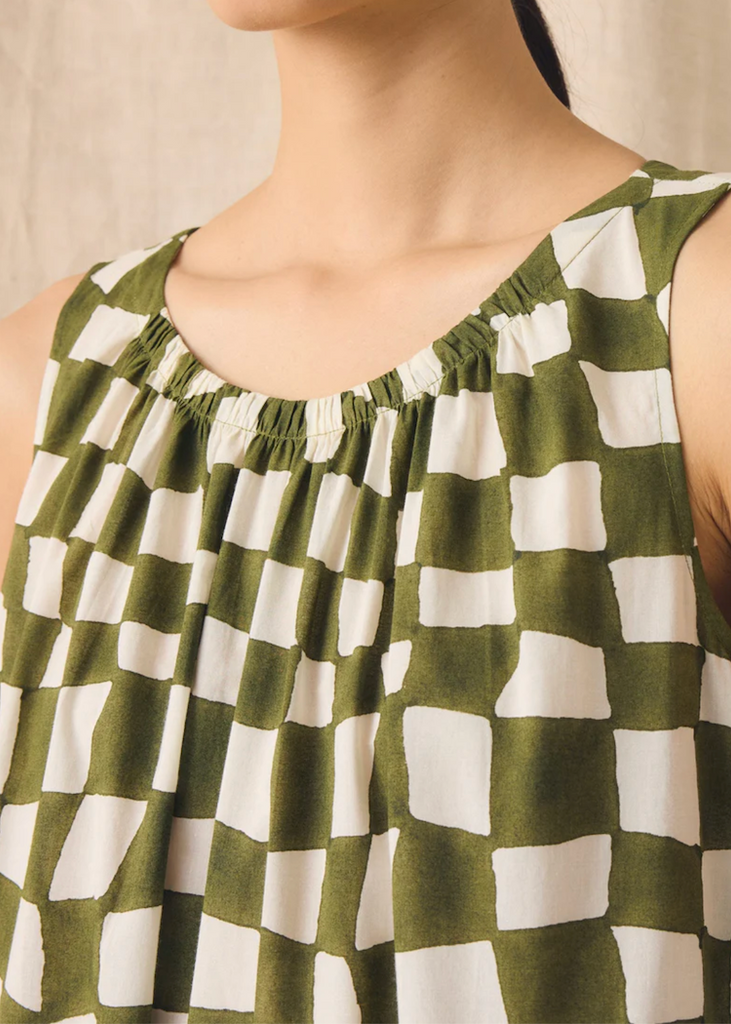 TOAST | Block Print Warp Check Sleeveless Dress