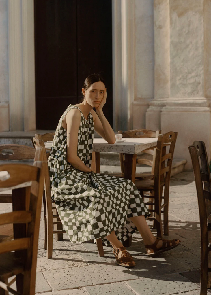 TOAST | Block Print Warp Check Sleeveless Dress