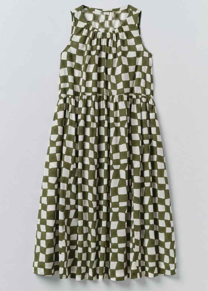 TOAST | Block Print Warp Check Sleeveless Dress