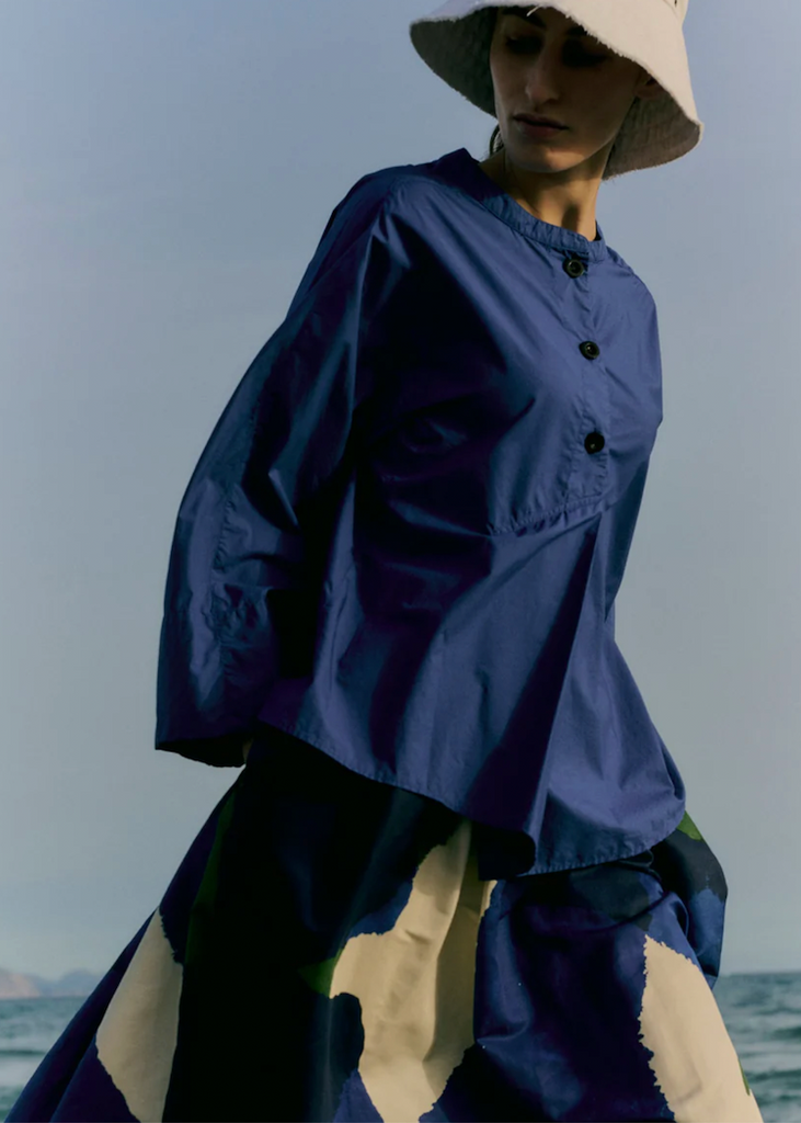 TOAST | Deep Pleated Cotton Poplin Top