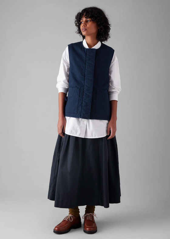 TOAST | Indigo Twill Side Tie Vest