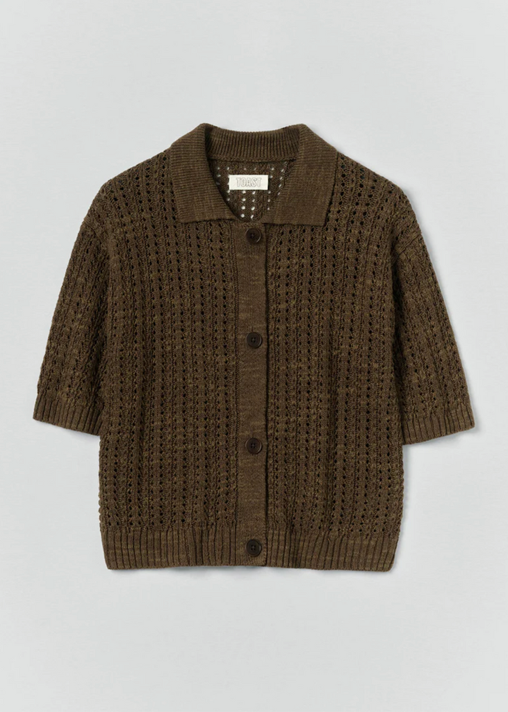 TOAST | Open Stitch Knitted Linen Cotton Polo