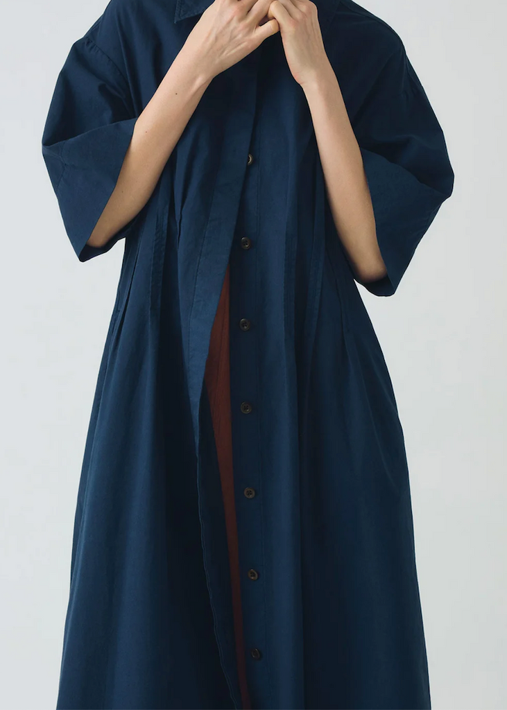 TOAST | Pleated Cotton Linen Dress