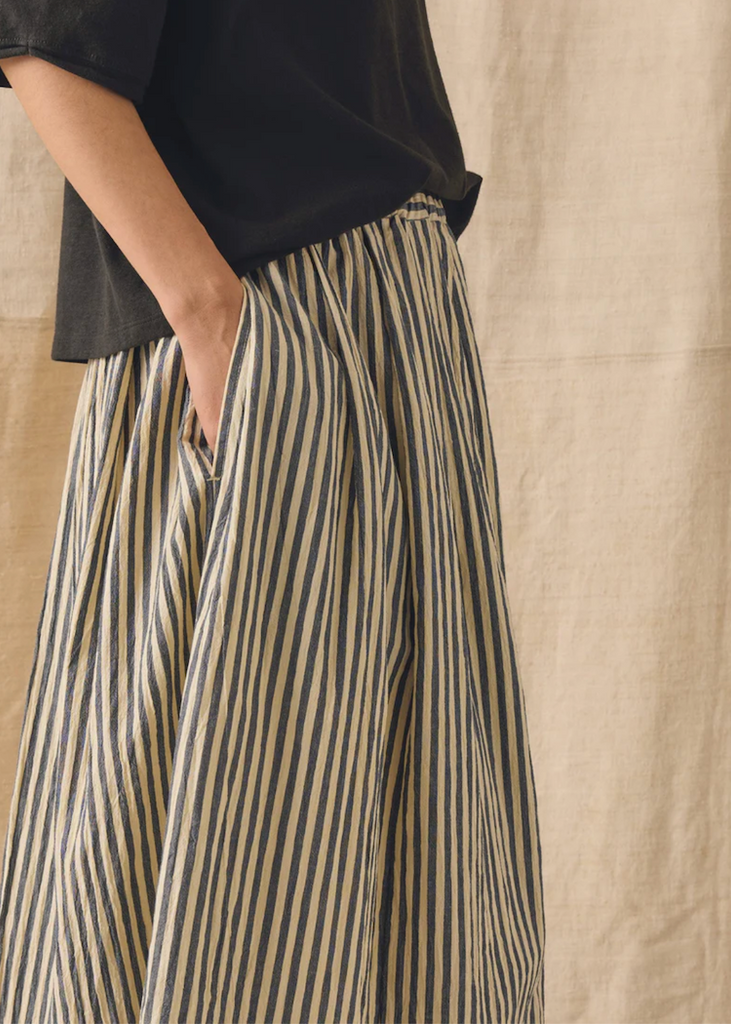 TOAST | Pleated Cotton Stripe Skirt