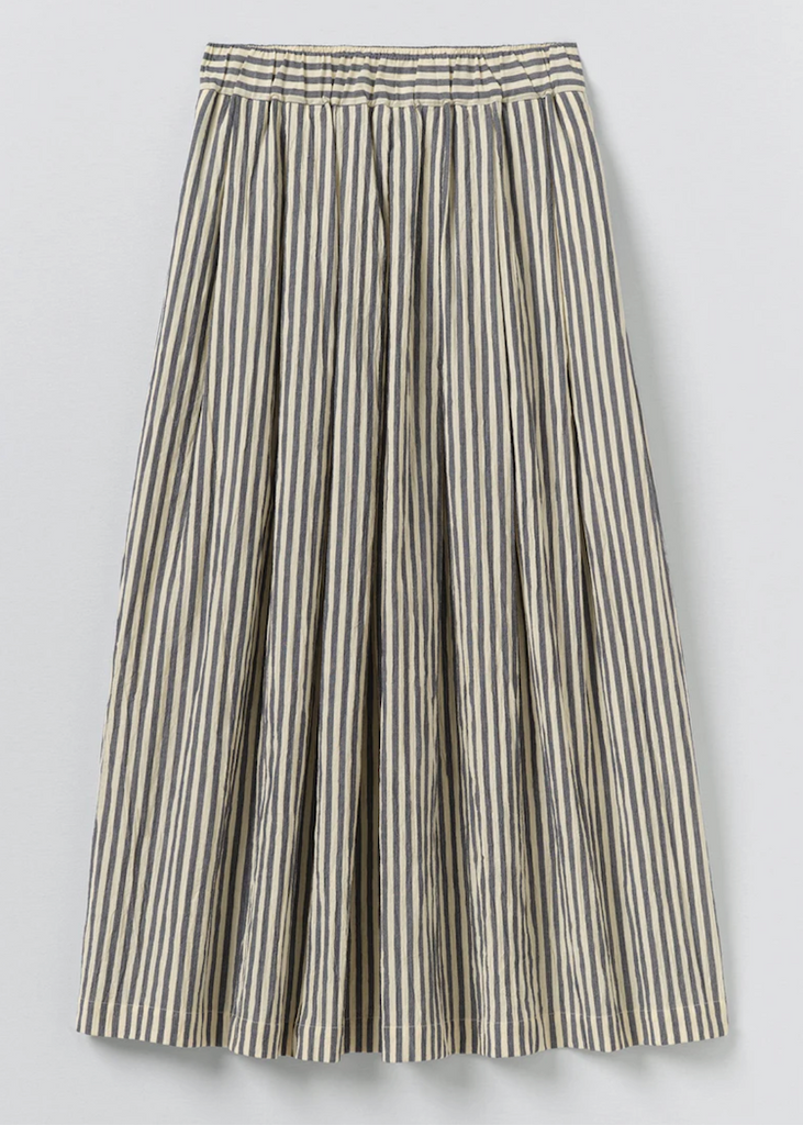 TOAST | Pleated Cotton Stripe Skirt